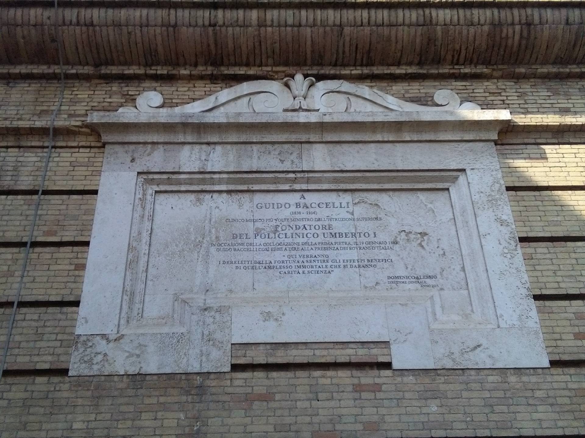Guido Baccelli's memorial tablet, Policlinico Umberto I, Rome (by Sara Tittarelli).jpg